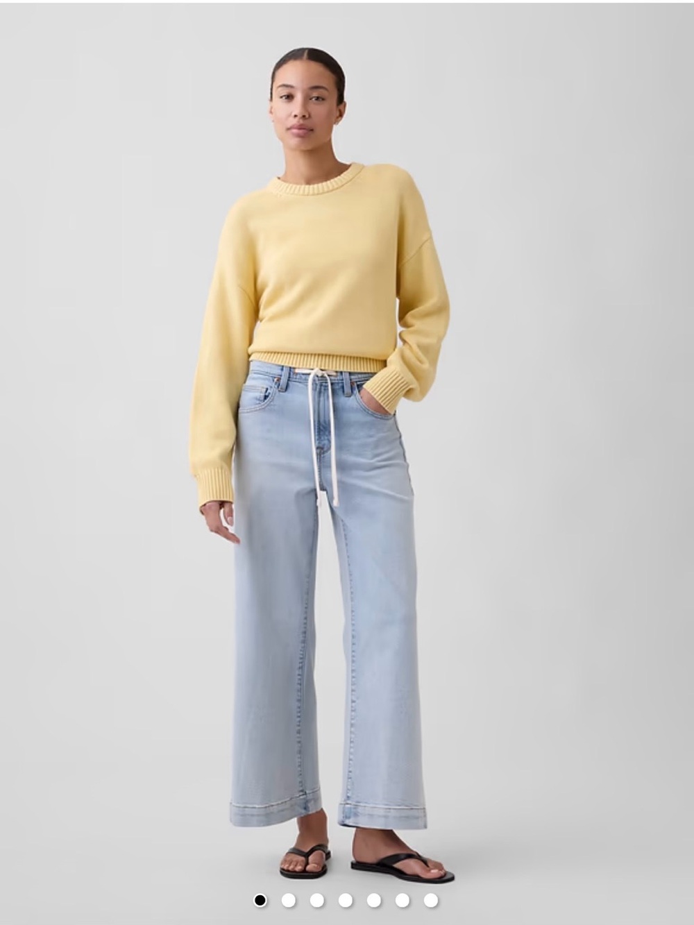 GAP High Rise Drawstring Wide Leg Crop Light Wash Jeans 2/26R NWT